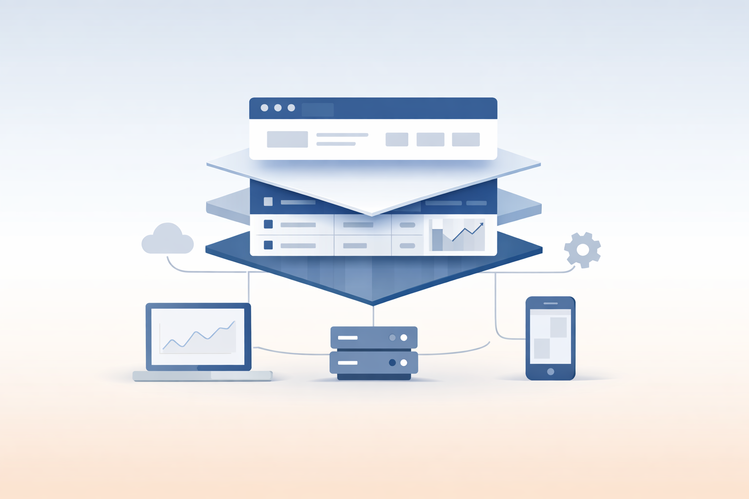 Schematische weergave van het verschil tussen een webapplicatie en een native mobiele app