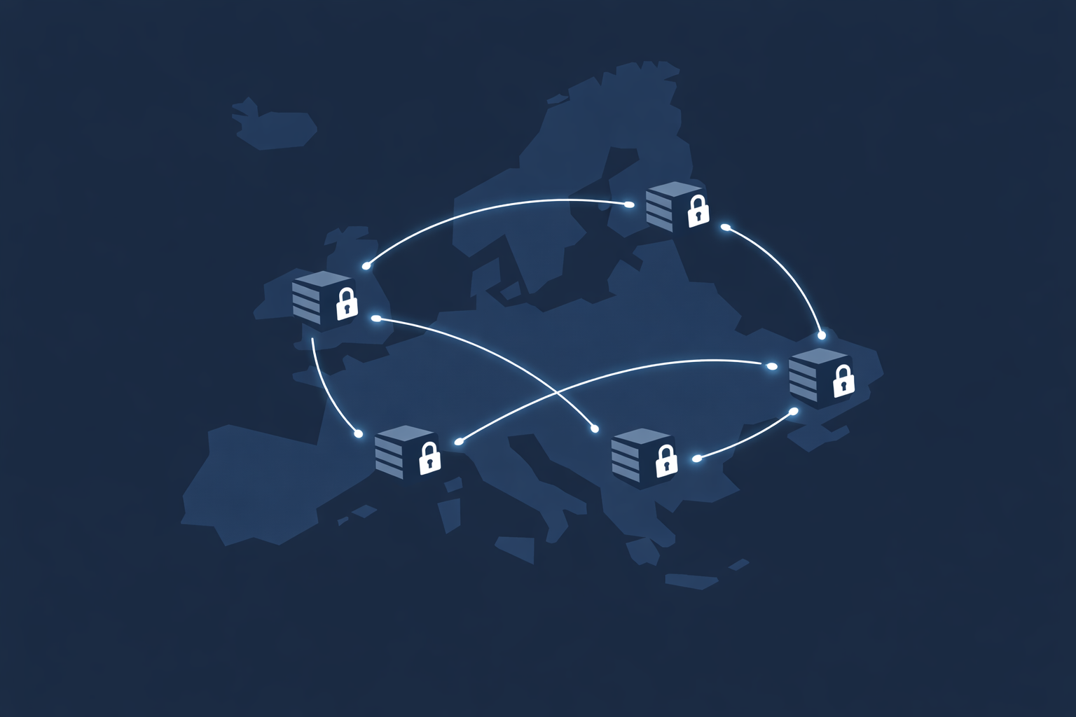 Concept van EU-hosting voor maatwerk software met beveiligde datacenters in Europa
