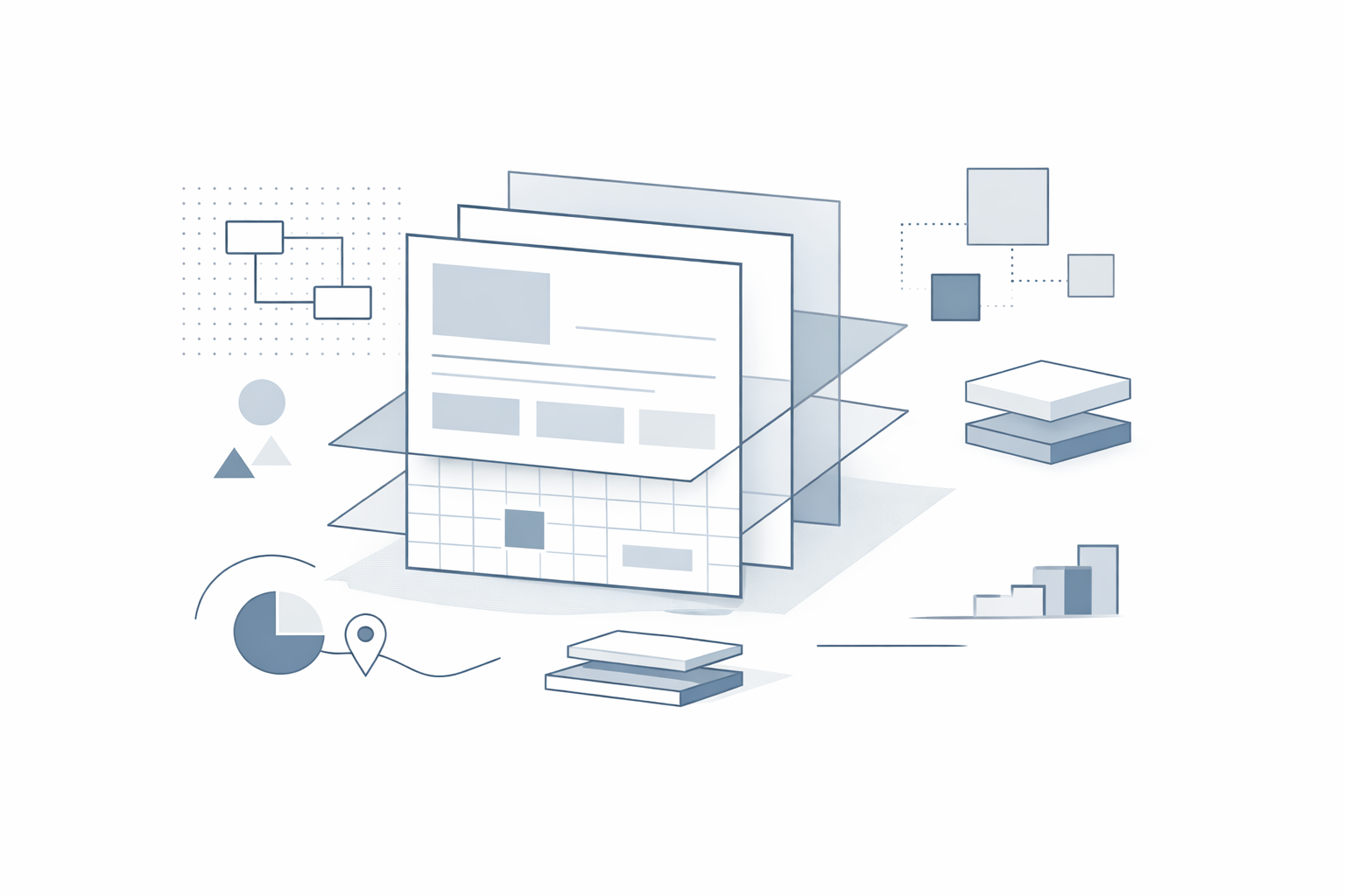 Schematische weergave van websitestructuur en ontwerpfasen bij website laten maken